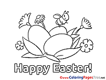 Bee sits on Egg download Easter Coloring Pages