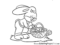 Bunny takes Egg Colouring Sheet download Easter