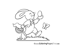 Butterfly Hare for Kids Easter Colouring Page