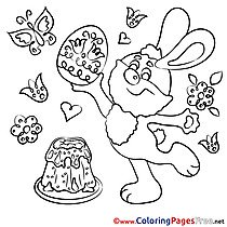 Cake Hare Children Easter Colouring Page