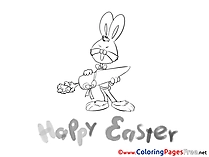 Carrot Rabbit Colouring Sheet download Easter