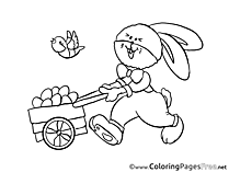 Cart Bunny for Kids Easter Colouring Page