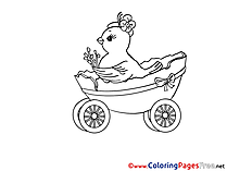 Cart Chicken Colouring Page Easter free