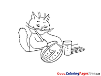 Cat paints Egg Easter Coloring Pages download