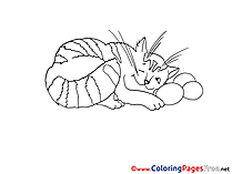 Cat sleeps printable Coloring Pages Easter