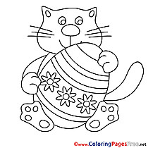 Cat with Egg Coloring Sheets Easter free