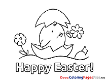 Chicken in Egg Easter Coloring Pages free
