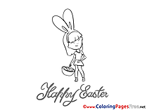 Colouring Page Easter free Girl
