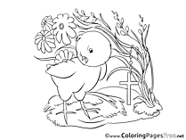 Cross Chicken Kids Easter Coloring Page