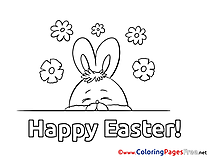 Flowers Bunny Coloring Pages Easter