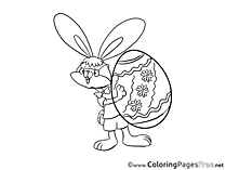 Glasses Rabbit Children Easter Colouring Page