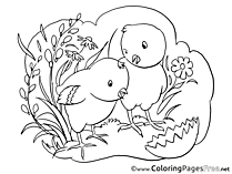 Grass Chickens Easter free Coloring Pages