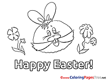 Happy Easter Children Easter Colouring Page