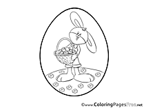 Hare with Basket Kids Easter Coloring Pages