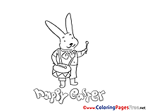 Hare with Drum Kids Easter Coloring Pages