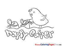 Holiday Chicken for Kids Easter Colouring Page