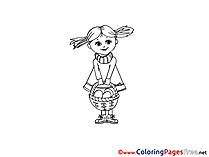 Little Girl with Basket Kids Easter Coloring Pages