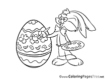 Painter Hare free Colouring Page Easter