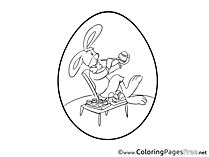 Pipe Hare Coloring Sheets Easter free