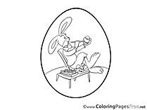 Pipe Hare Coloring Sheets Easter free