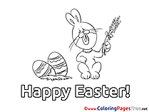 Rabbit with Wheat Easter free Coloring Pages