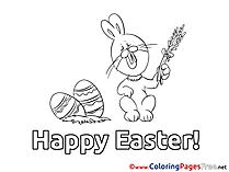 Rabbit with Wheat Easter free Coloring Pages