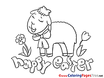 Sheep in Flowers Easter Coloring Pages download