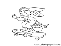 Skateboard Hare Coloring Pages Easter