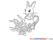 Watering Can Hare Easter Colouring Sheet free
