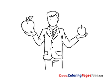 Apples Buisnessman for Kids printable Colouring Page