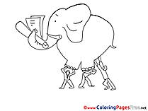 Ladder Elephant Kids free Coloring Page