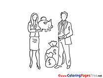 Piggy Bank Money Kids free Coloring Page