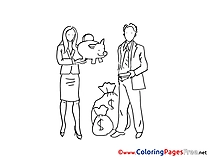 Piggy Bank Money Kids free Coloring Page