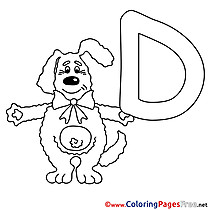 Dog free Colouring Page Alphabet