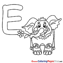 Elephant Alphabet Coloring Pages free