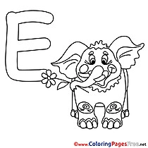 Elephant Alphabet Coloring Pages free