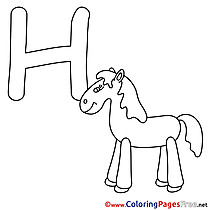 Horse download Alphabet Coloring Pages