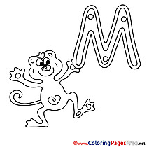 Monkey for Kids Alphabet Colouring Page