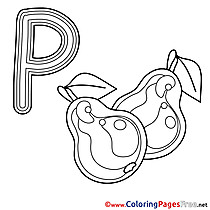 Pear Alphabet Colouring Sheet free