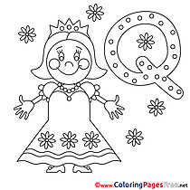 Queen Children Alphabet Colouring Page