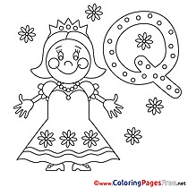 Queen Children Alphabet Colouring Page