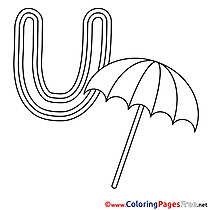 Umbrella free Colouring Page Alphabet