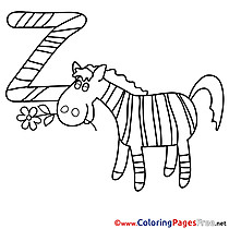 Zebra Colouring Sheet download Alphabet