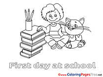 Books Boy with Cat printable Coloring Pages for free