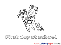 Dog with Boy Coloring Sheets download free