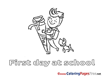 Dog with Boy Coloring Sheets download free