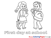 First Day at School for free Coloring Pages download