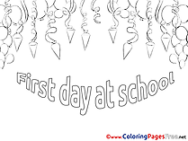 For Kids First Day printable Colouring Page