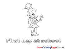 Girl printable Coloring Pages School for free