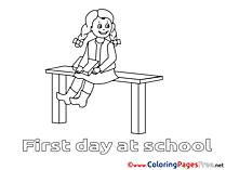 Illustration Girl sitting download Colouring Sheet free